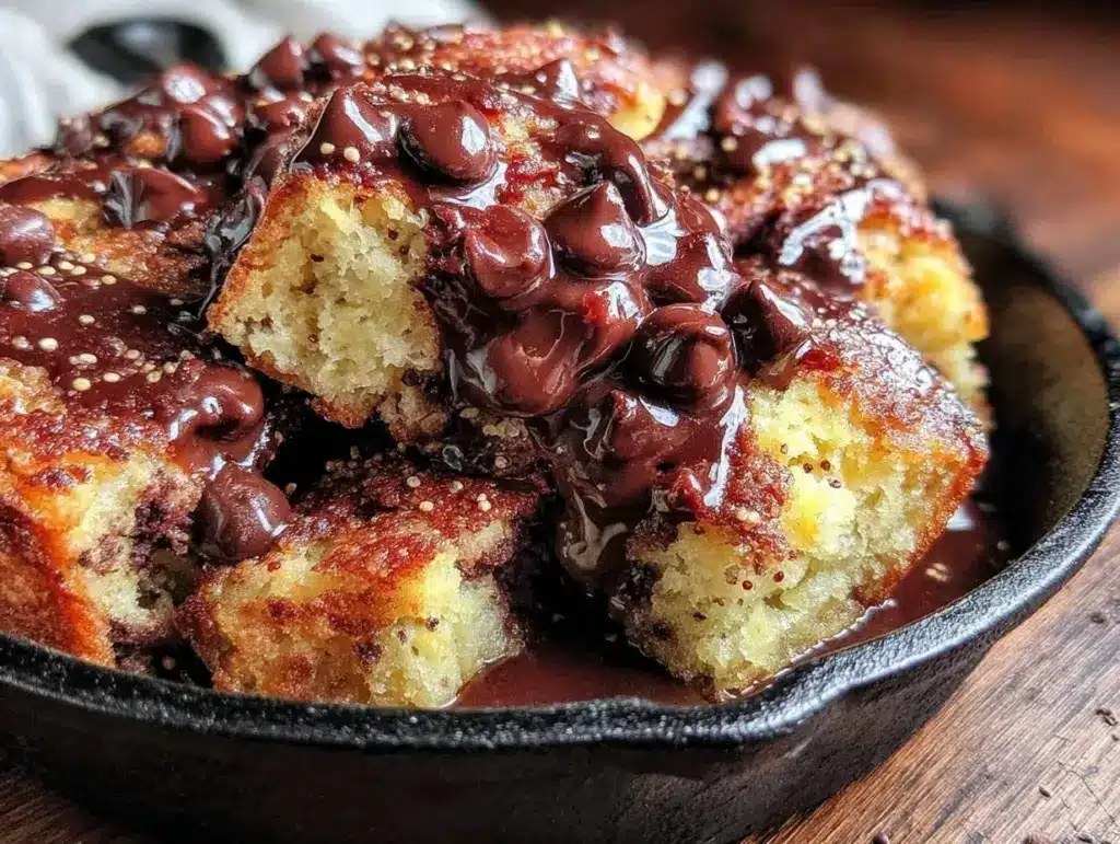 skillet chocolate chip banana bread - featured image