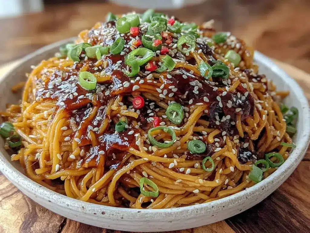 slow cooker sesame ginger noodles - featured image