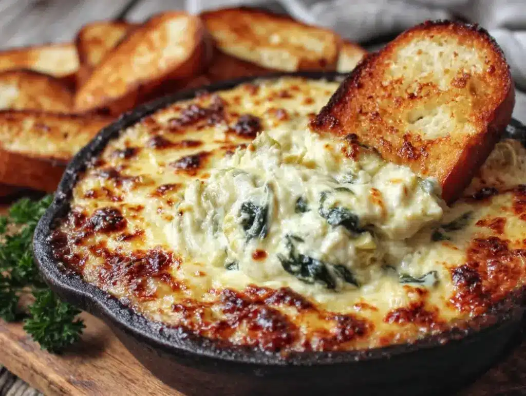 slow cooker spinach artichoke dip - featured image