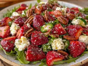 spicy strawberry goat cheese salad - featured image