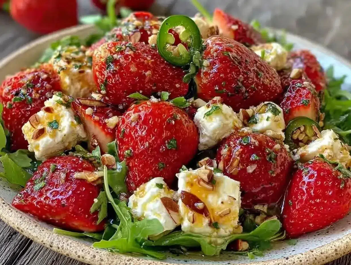 spicy strawberry goat cheese salad preparation steps