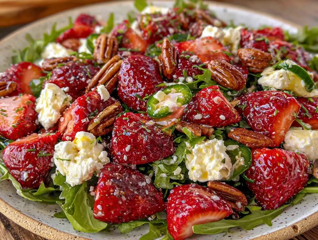 spicy strawberry goat cheese salad - featured image