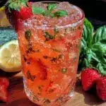 strawberry basil lemonade mocktail - featured image