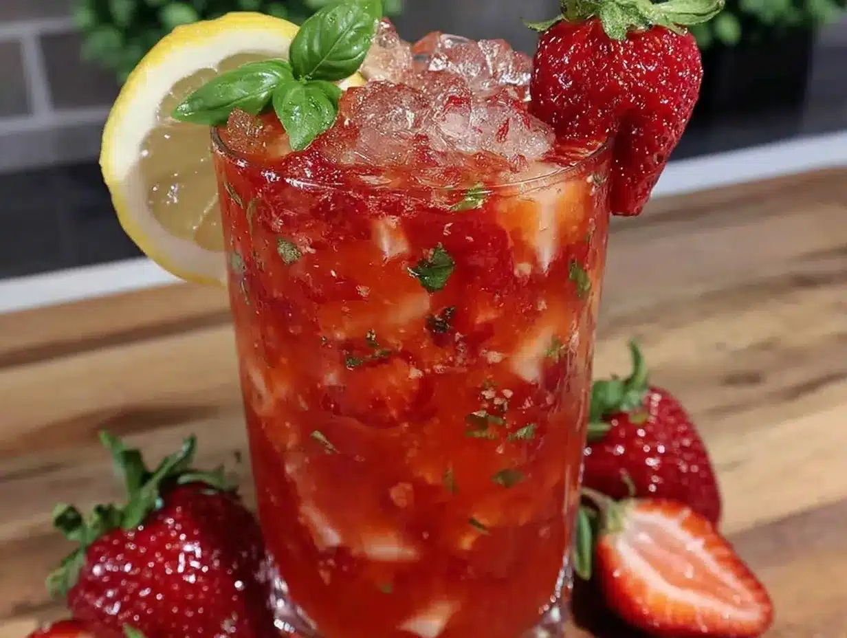 strawberry basil lemonade mocktail preparation steps