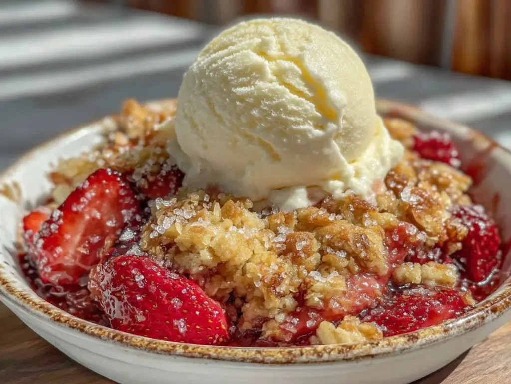 strawberry rhubarb crumble - featured image