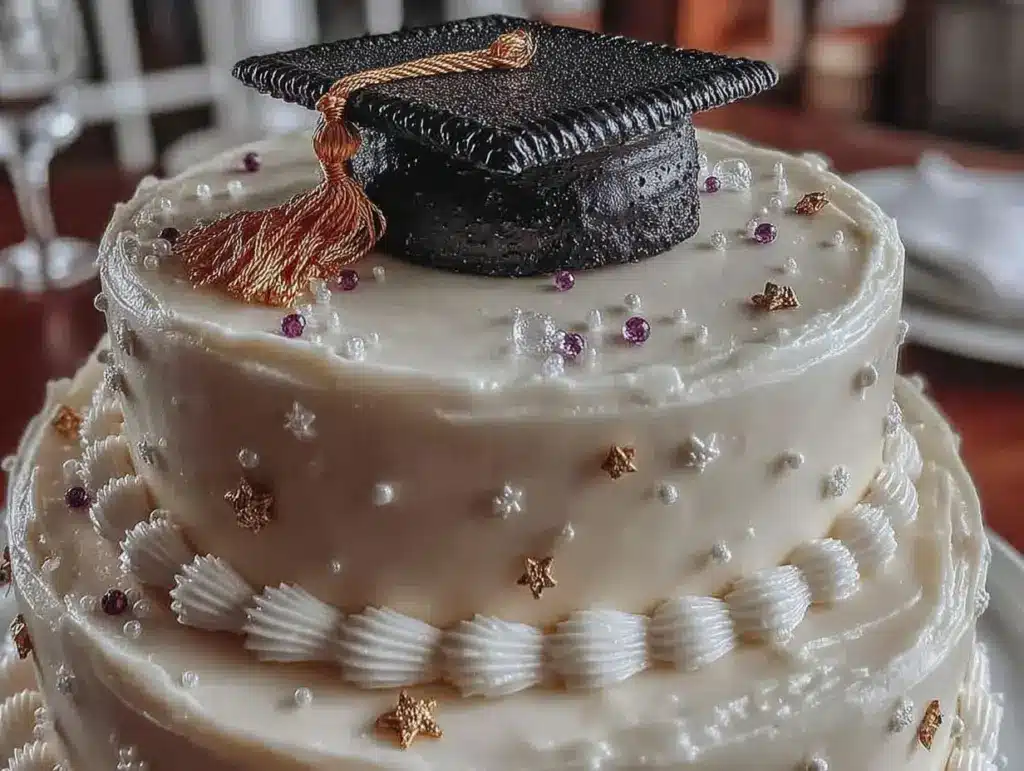 three-tier graduation cake recipe - featured image