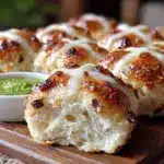 vegan hot cross buns with basil pesto - featured image