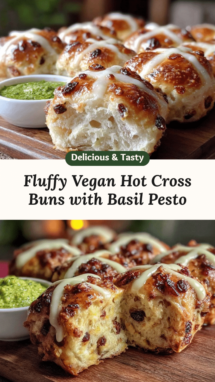 vegan hot cross buns with basil pesto recipe