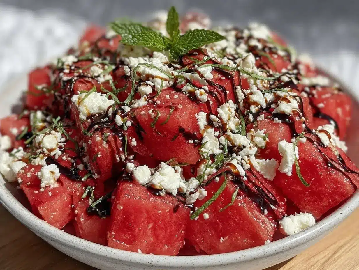 watermelon feta salad preparation steps