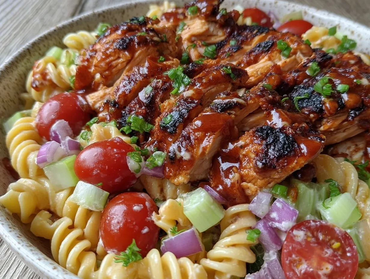 BBQ Ranch Chicken Pasta Salad preparation steps