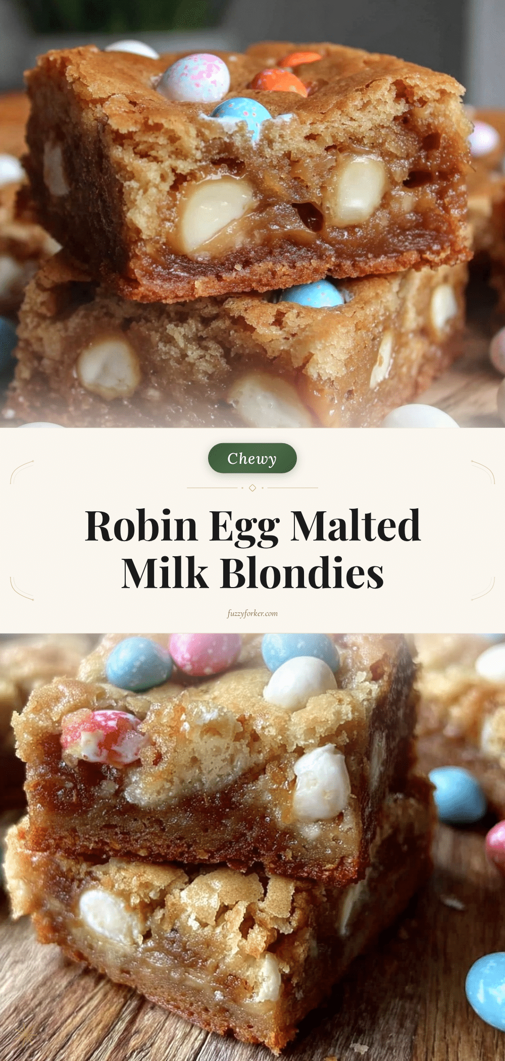 Chewy Robin Egg Malted Milk Ball Blondies recipe