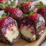 chocolate covered strawberry cheesecake bites - featured image