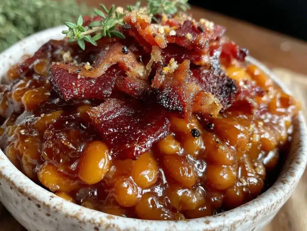 cozy crockpot baked beans - featured image