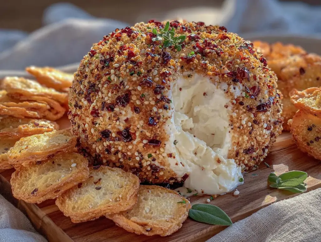 creamy everything bagel seasoned cheese ball - featured image