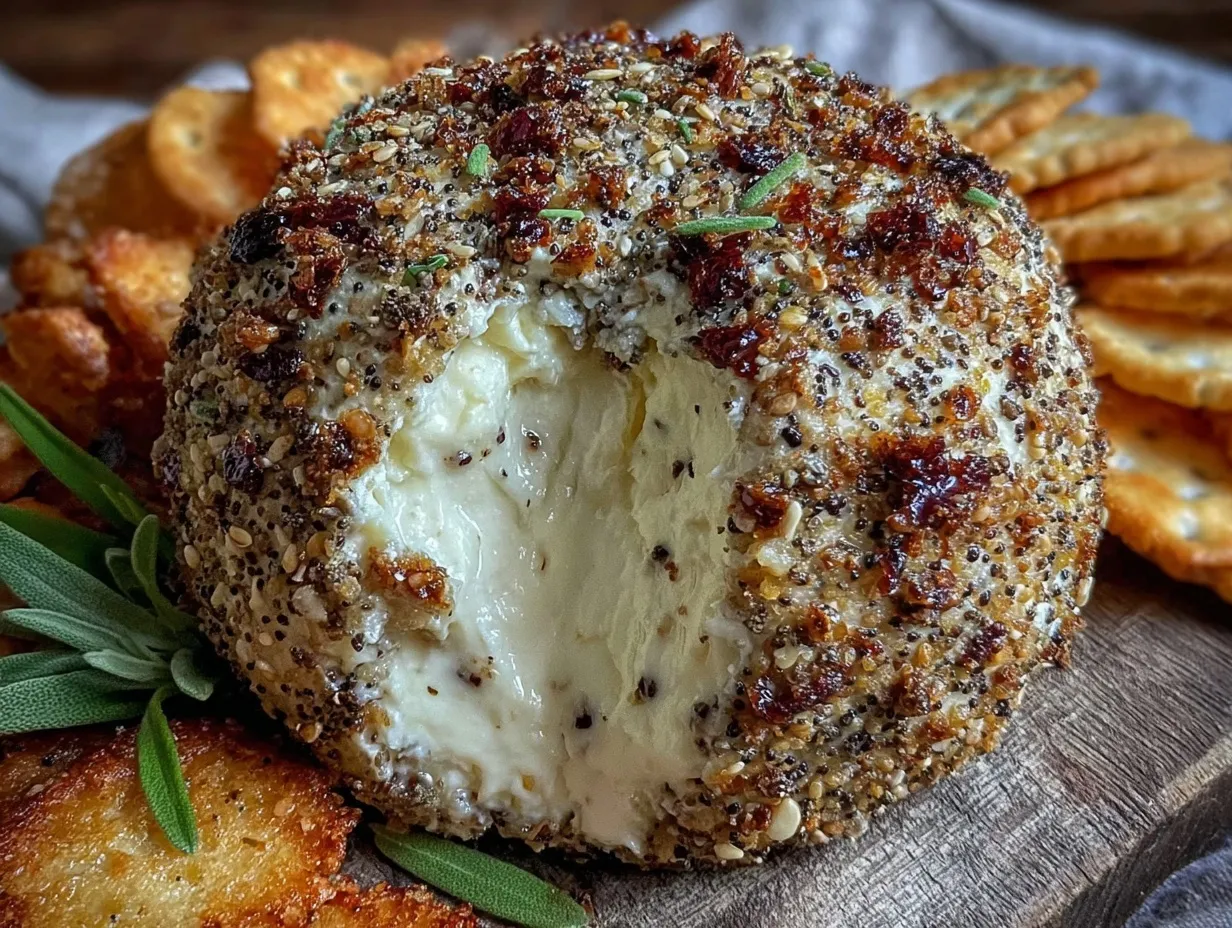 creamy everything bagel seasoned cheese ball preparation steps
