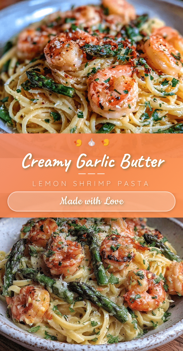 creamy lemon asparagus shrimp pasta recipe