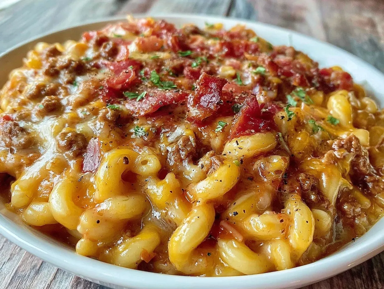 creamy loaded cheeseburger macaroni recipe preparation steps