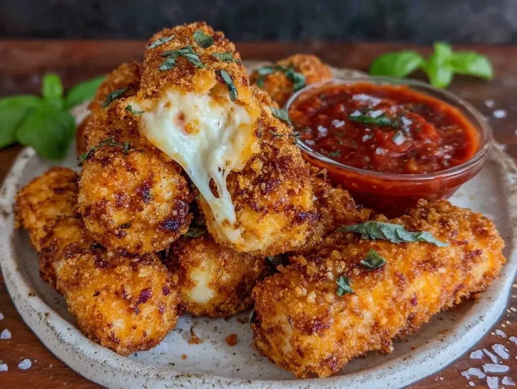 crispy air fryer mozzarella sticks - featured image