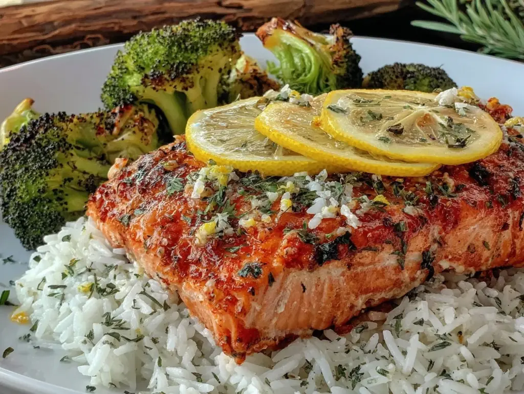 crispy baked lemon herb salmon - featured image