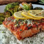 crispy baked lemon herb salmon - featured image