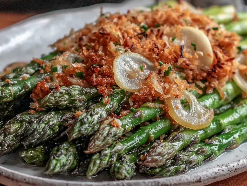 crispy roasted lemon garlic asparagus - featured image