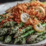 crispy roasted lemon garlic asparagus - featured image