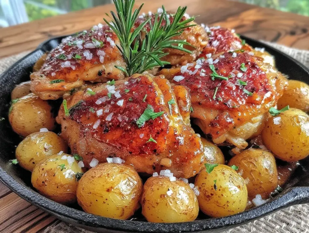 easy crispy honey mustard chicken thighs - featured image