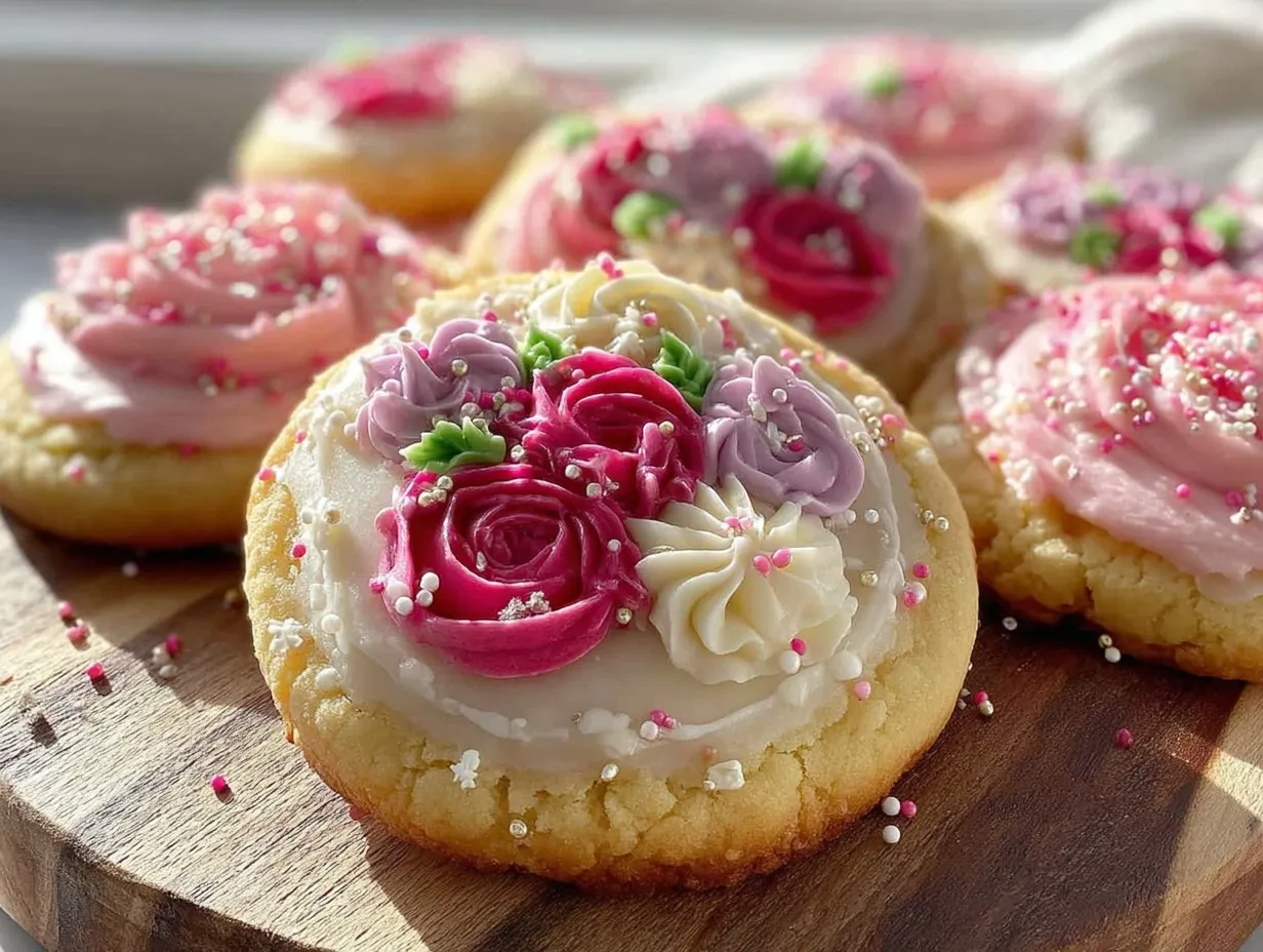 floral decorated sugar cookies preparation steps