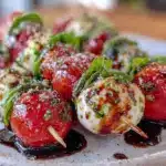 fresh caprese skewer appetizer - featured image