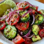 fresh cucumber tomato avocado salad - featured image