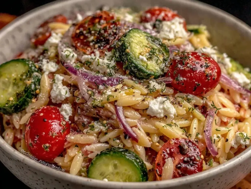 Fresh Greek Orzo Pasta Salad - featured image