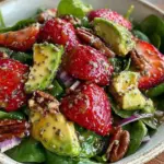 fresh strawberry avocado spinach salad - featured image