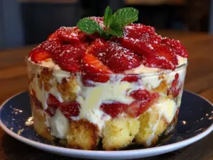 fresh strawberry shortcake trifle - featured image