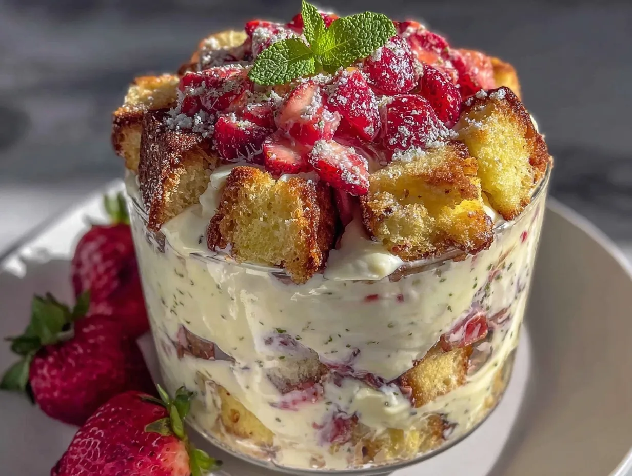 fresh strawberry shortcake trifle preparation steps