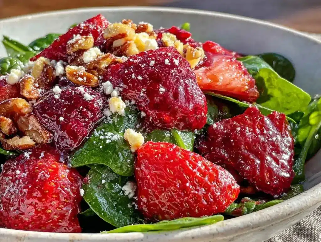 fresh strawberry spinach salad - featured image