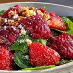 fresh strawberry spinach salad - featured image