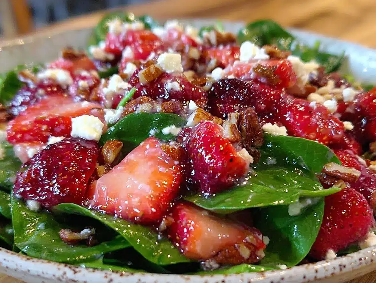 fresh strawberry spinach salad preparation steps