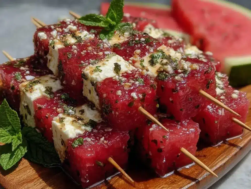 fresh watermelon feta mint skewers - featured image