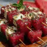 fresh watermelon feta mint skewers - featured image