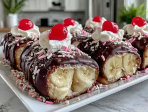 frozen banana split bites - featured image