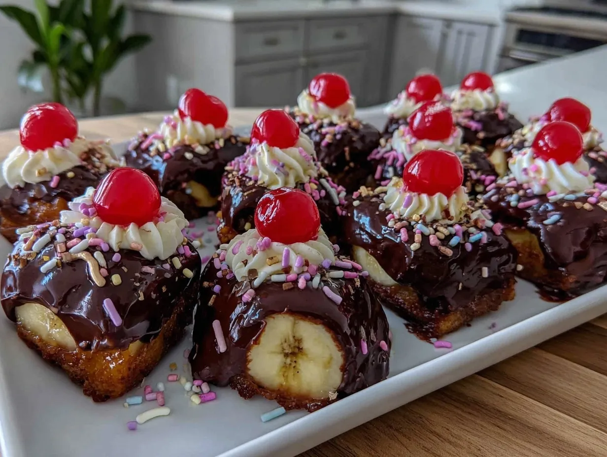 frozen banana split bites preparation steps
