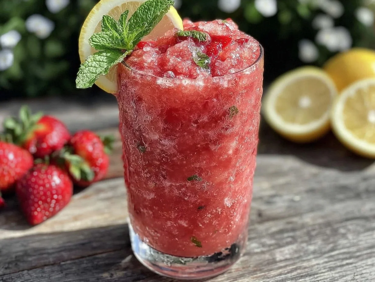 frozen strawberry lemonade slushie - featured image