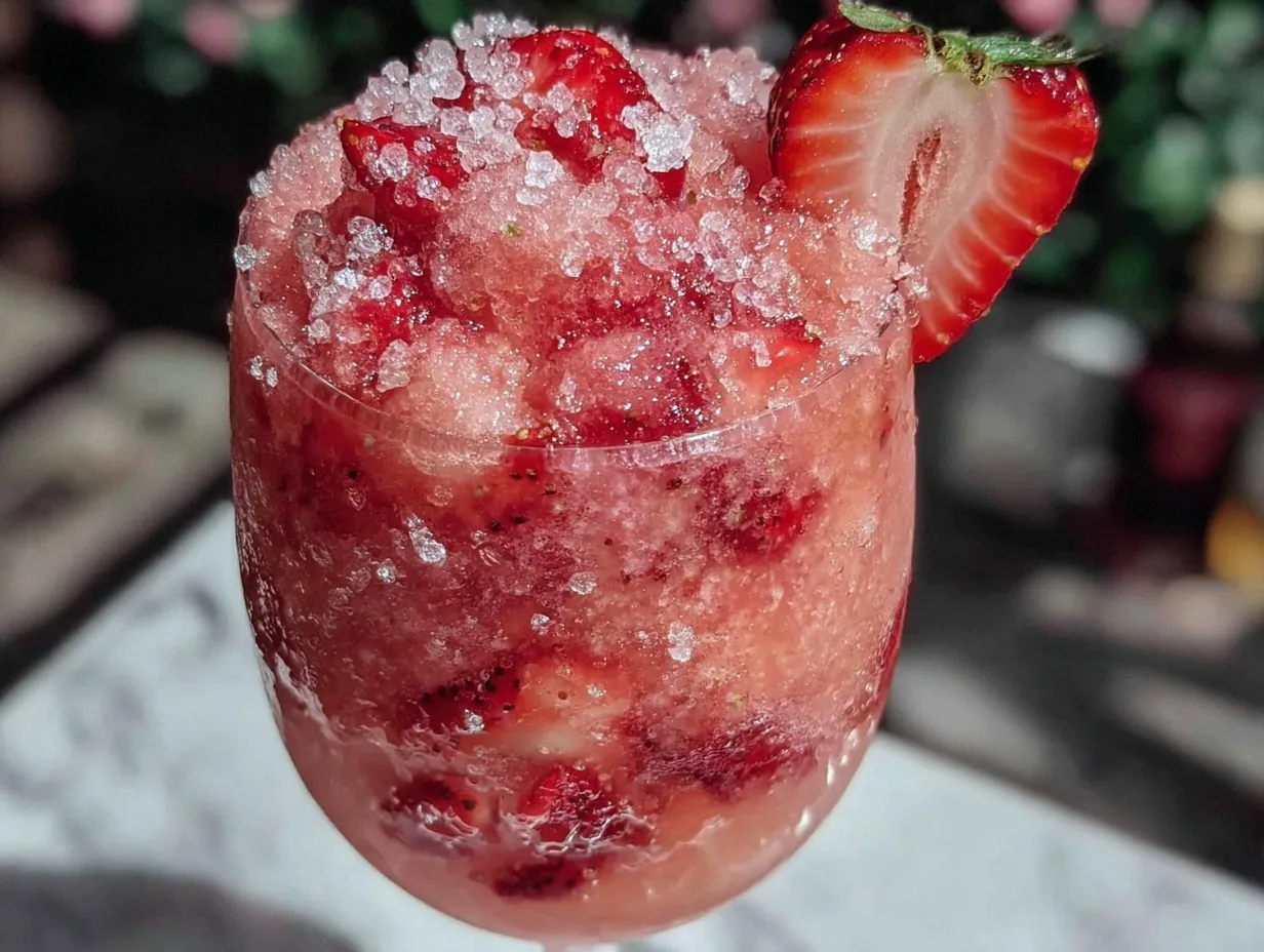 frozen strawberry rosé frosé preparation steps