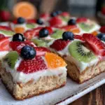 fruit pizza sugar cookie bars - featured image