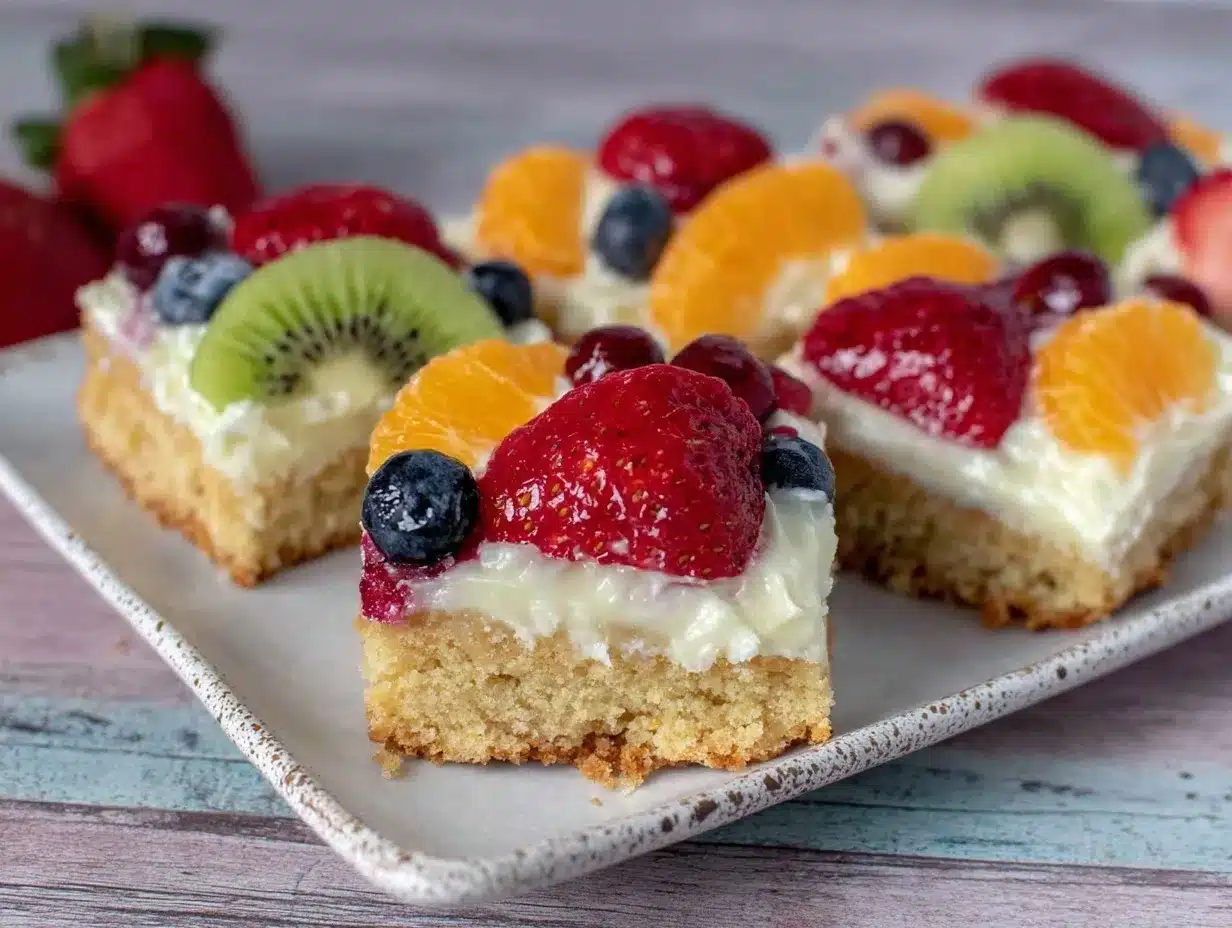 fruit pizza sugar cookie bars preparation steps