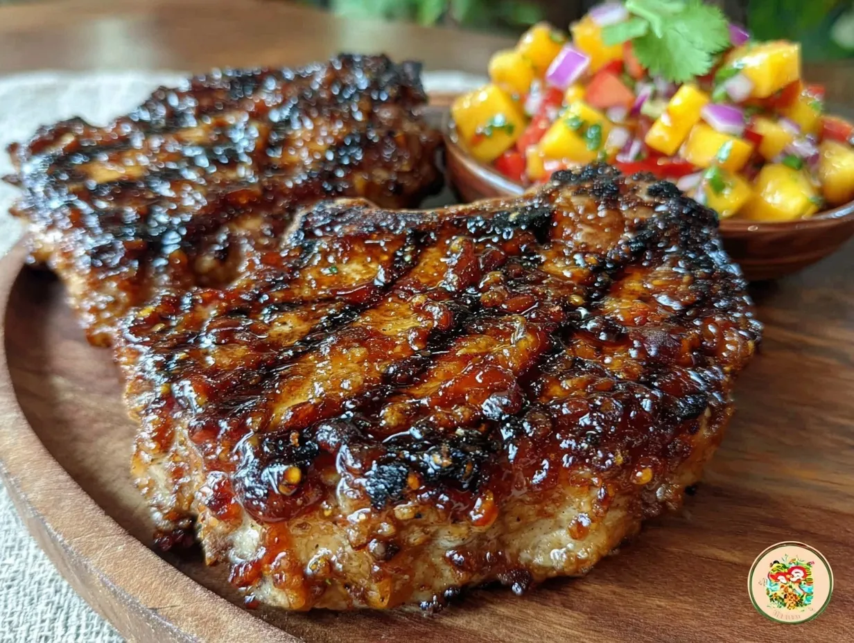 grilled bourbon glazed pork chops preparation steps