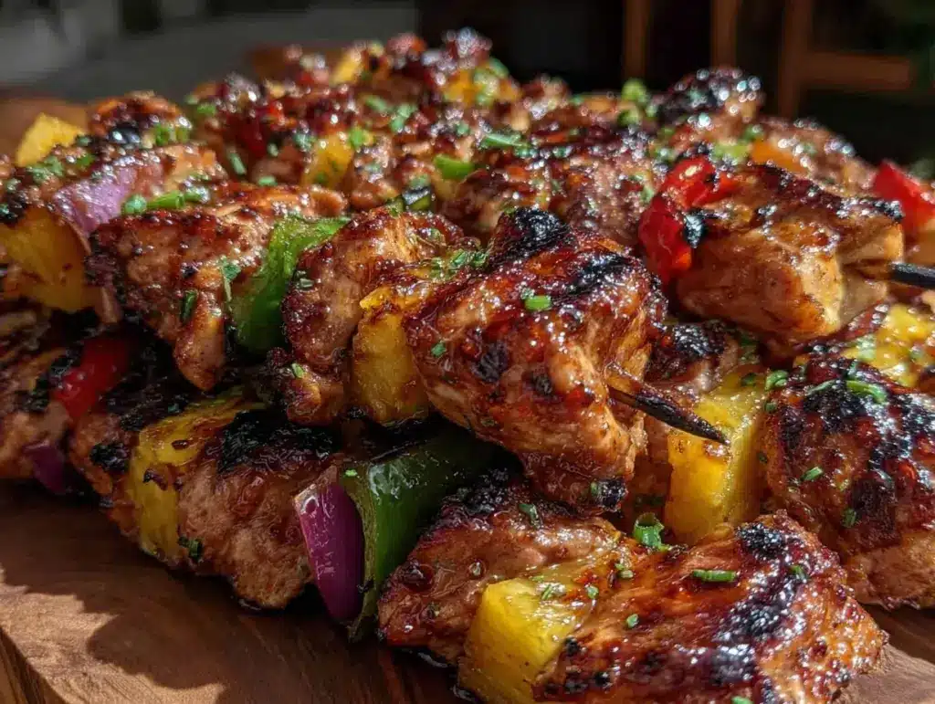 grilled honey sriracha chicken kabobs - featured image