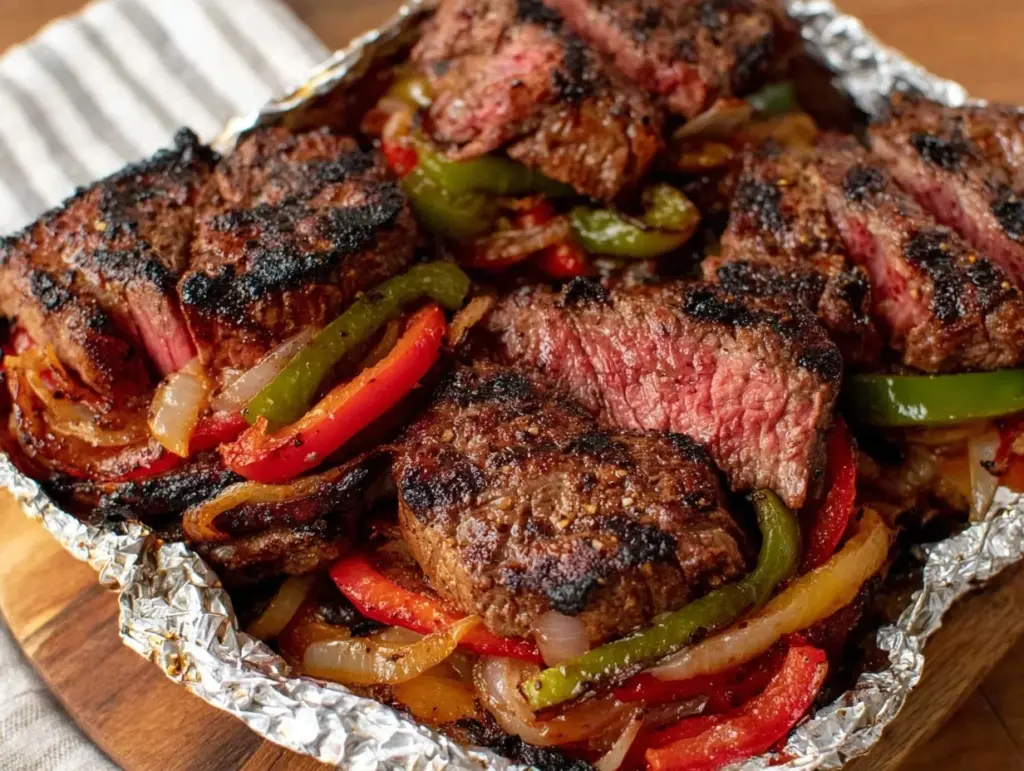 grilled steak fajita foil packs - featured image