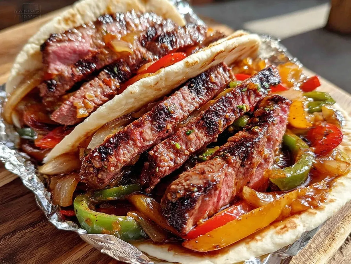 grilled steak fajita foil packs preparation steps