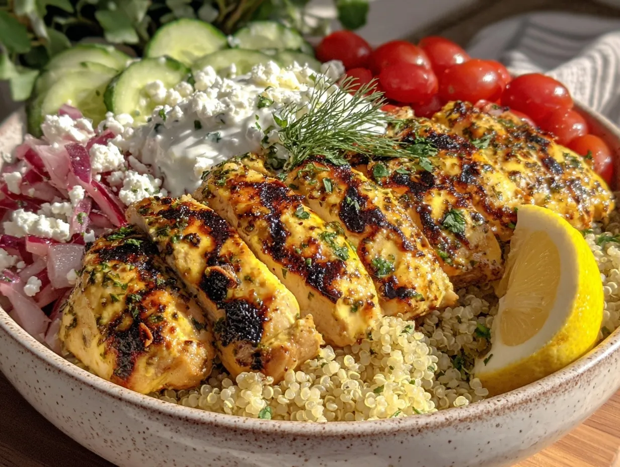 Healthy Greek Chicken Bowl preparation steps